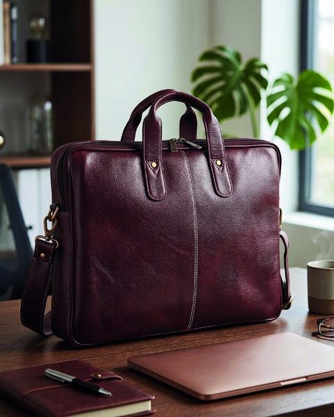 Laptop bag, LB26-9002, in cow printed milled leather
