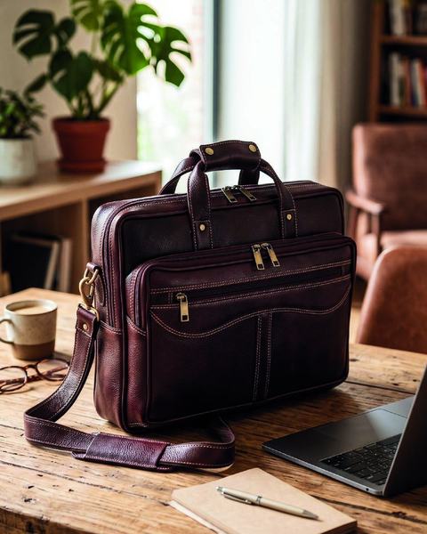 Laptop bag, LB26-9003, in cow printed milled leather