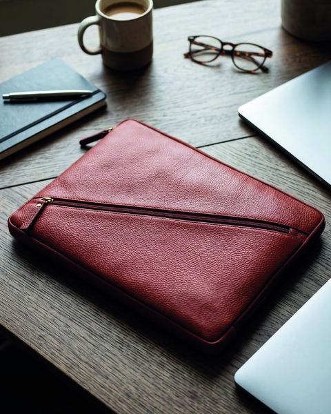 Laptop sleeve, LS26-9005, in cow printed leather
