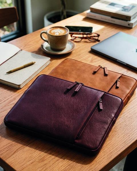 Laptop sleeve, LS26-9006, in cow printed leather