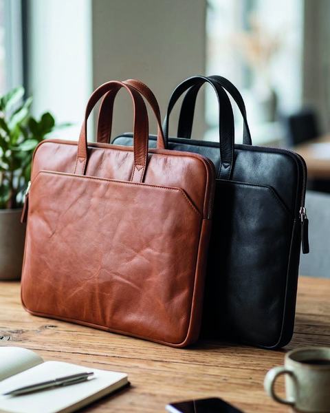 Laptop sleeve, LS26-9007, in cow softy leather