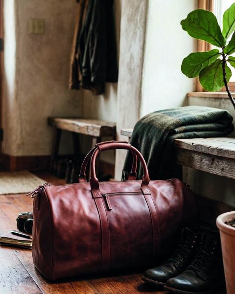 Duffle bag, TB26-9020, in cow natural dry milled leather